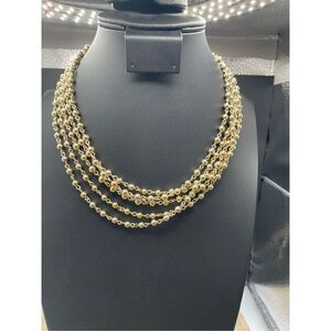 Vintage Gold Lisner Necklace 5 Strand Bohemian Style, Gold Tone Retro Costume Je